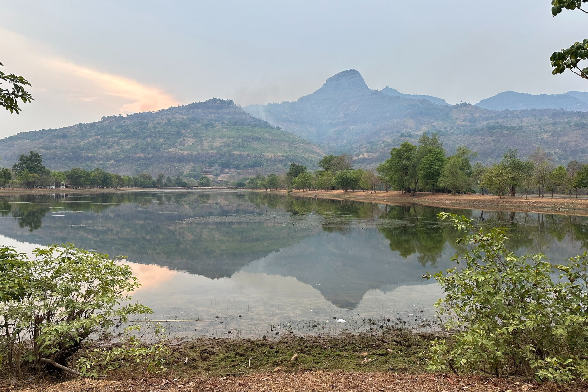 View of a mountain reflecting in a lake