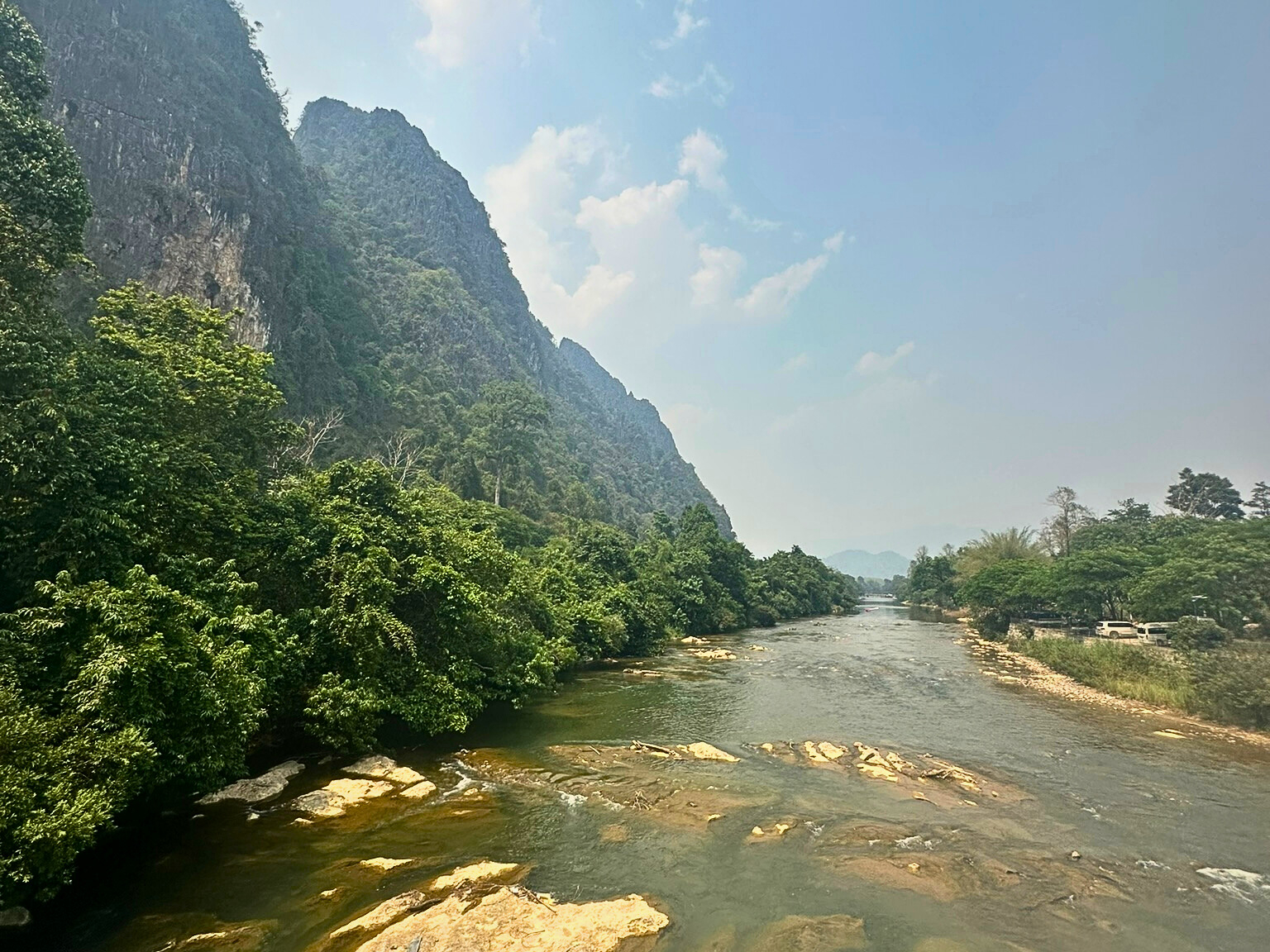 View of the river and the karstic pic over the river